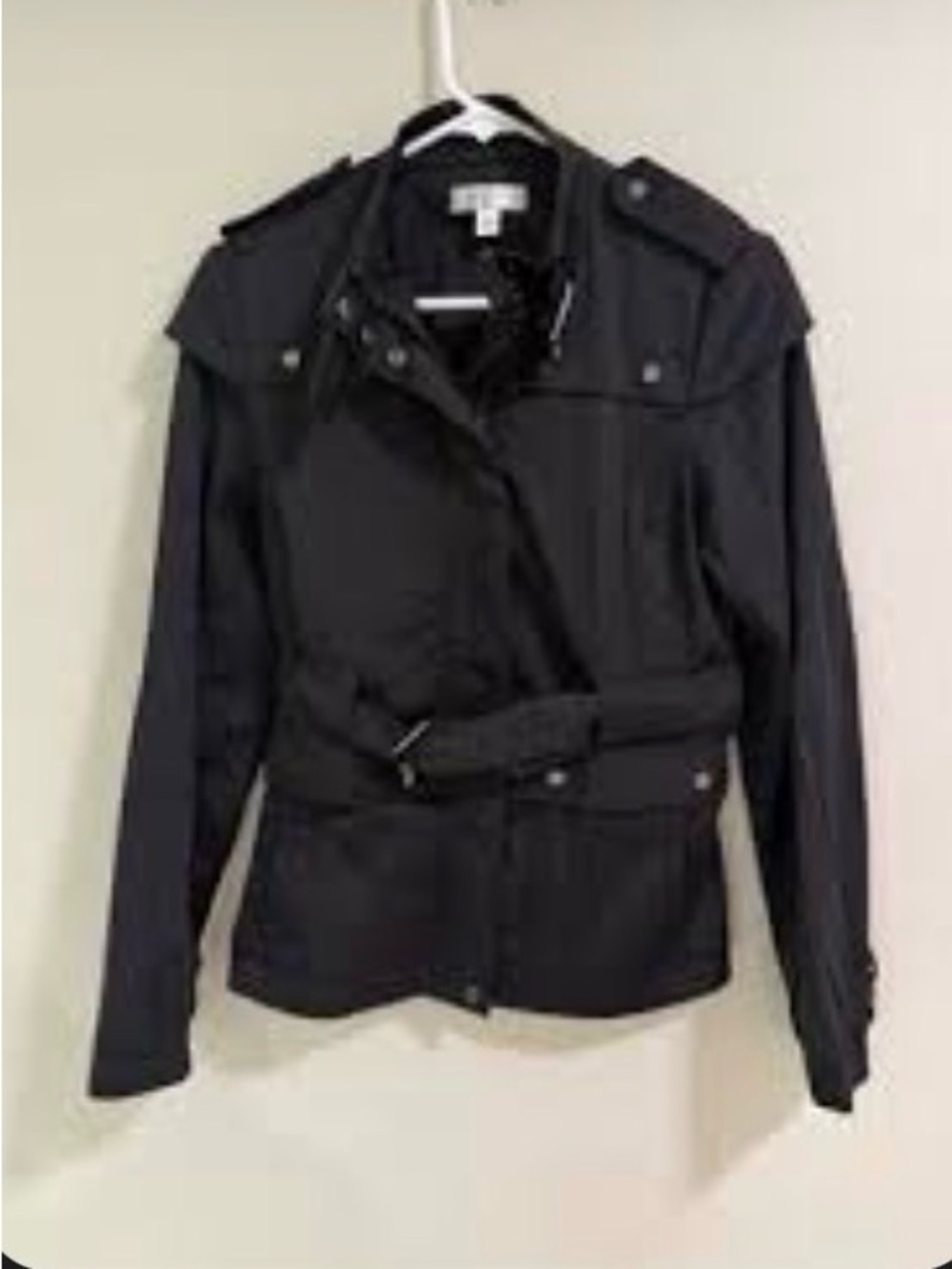 Kenar Black Belted Trench Coat with Epaulets